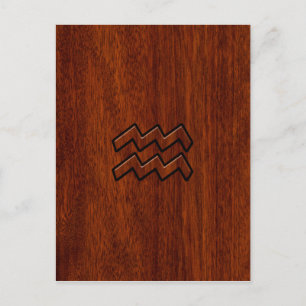 Aquarius Zodiac Sign Mahogany Style Postcard
