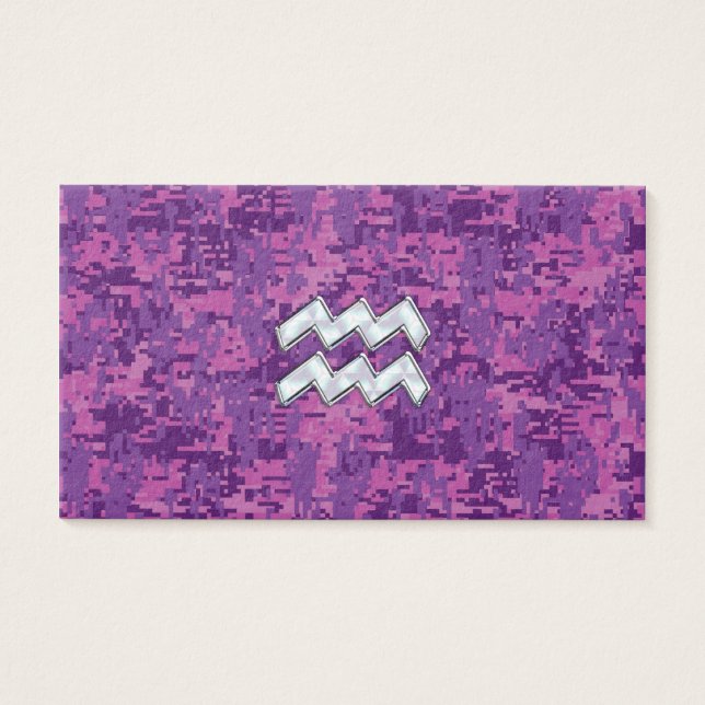 Aquarius Zodiac Sign on fuchsia digital camo (Front)