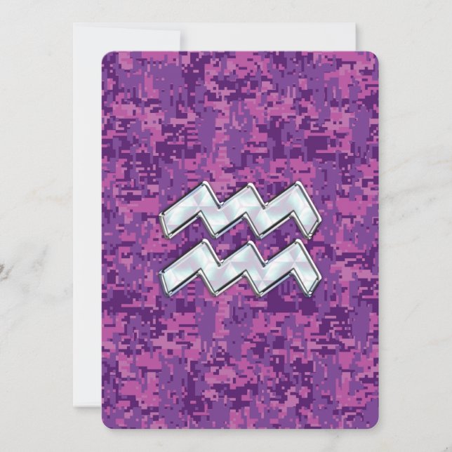 Aquarius Zodiac Sign on fuchsia digital camo (Front)