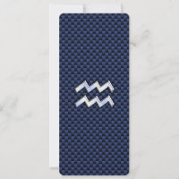 Aquarius Zodiac Sign on navy blue carbon fiber