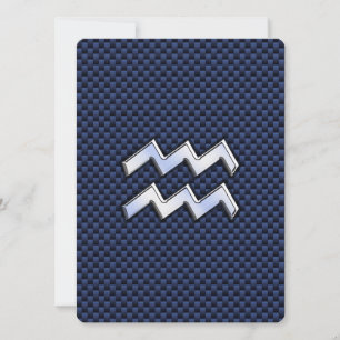 Aquarius Zodiac Sign on navy blue carbon fibre