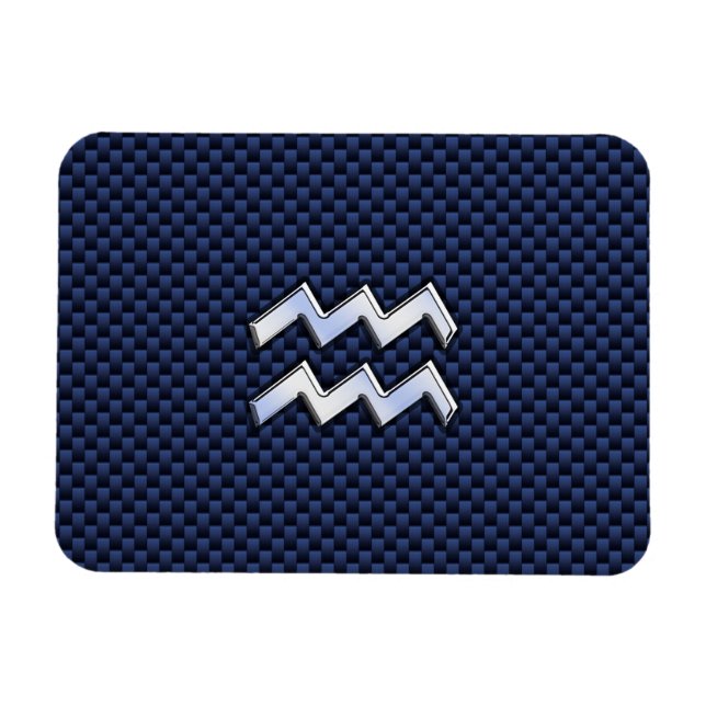 Aquarius Zodiac Sign on navy blue carbon fibre Magnet (Horizontal)