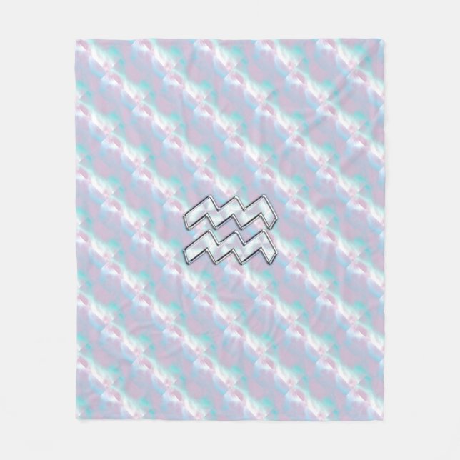 Aquarius Zodiac Sign Pastels Mother of Pearl Decor Fleece Blanket (Front)
