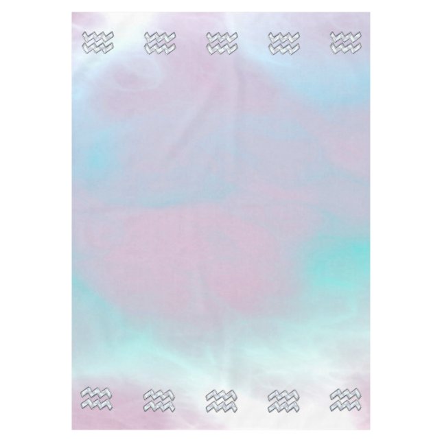 Aquarius Zodiac Sign Pastels Mother of Pearl Decor Tablecloth (Front)