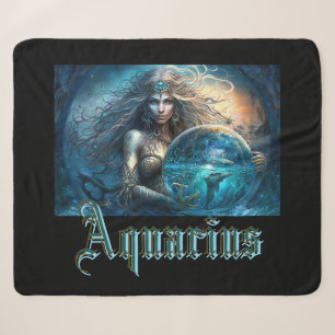 Aquarius Zodiac Sign Sherpa Blanket