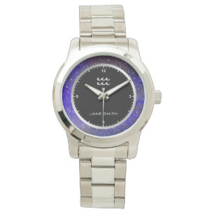 Aquarius Zodiac Sign Symbol Galaxy Stars Custom Watch