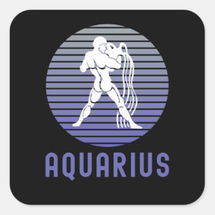 Aquarius Zodiac Sign Symbol Square Sticker