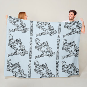 Aquarius Zodiac Sign (Transparent) Fleece Blanket