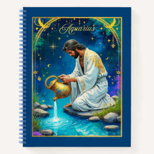 Aquarius Zodiac Sign Under a Starry Sky Journal
