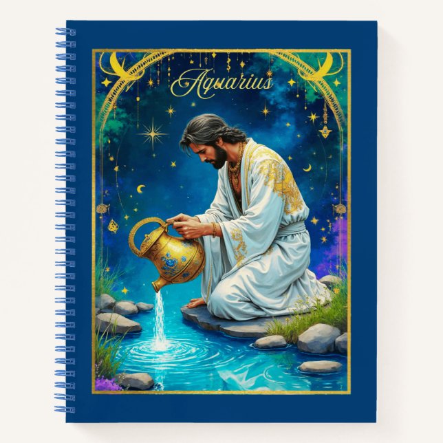 Aquarius Zodiac Sign Under a Starry Sky Journal  (Front)