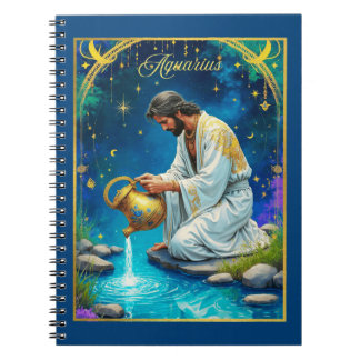 Aquarius Zodiac Sign Under a Starry Sky Notebook