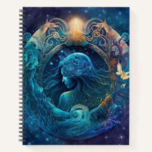 Aquarius Zodiac Sign Watercolor Design Notebook