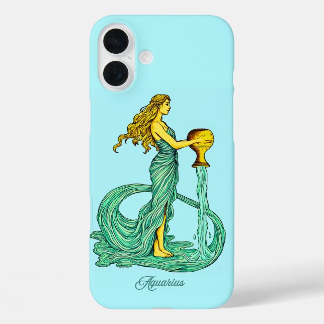 Aquarius Zodiac Sign, Woman with Flowing Water Case-Mate iPhone Case (Back)