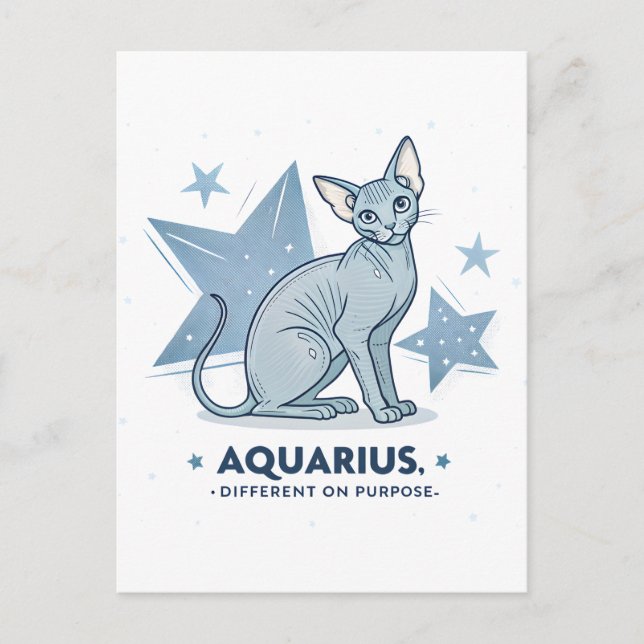 Aquarius Zodiac Sphynx Cat Different Purpose Art Postcard (Front)