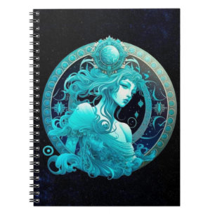 Aquarius Zodiac Spiral Notebook