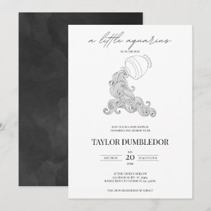 Aquarius Zodiac Star Sign Astrology Baby Shower Invitation