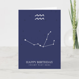 Aquarius Zodiac Star Sign Custom Birthday Card