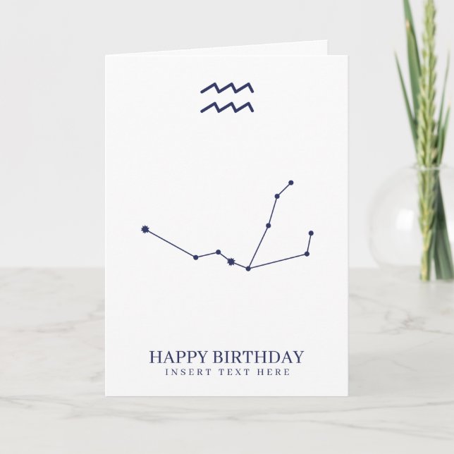 Aquarius Zodiac Star Sign Custom Birthday Card (Front)