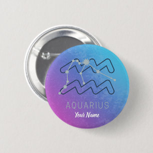 Aquarius Zodiac Star Sign Horoscope Constellation 6 Cm Round Badge