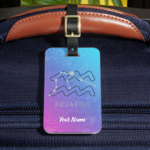 Aquarius Zodiac Star Sign Horoscope Constellation Luggage Tag