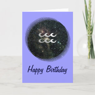 Aquarius Zodiac Star Sign Universe Birthday Card