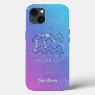 Aquarius Zodiac Star Sign Watercolor Horoscope iPhone 13 Case