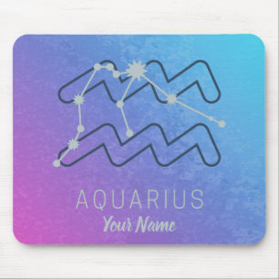 Aquarius Zodiac Star Sign Watercolor Horoscope Mouse Mat