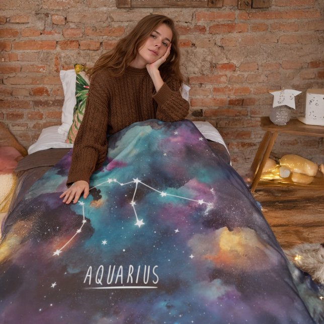 Aquarius Zodiac stars -Fleece Blanket (Creator Uploaded)
