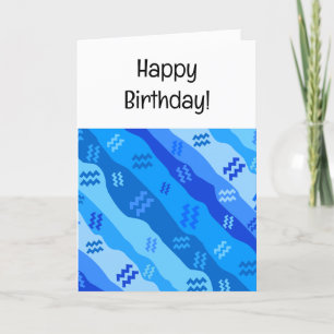 Aquarius Zodiac Stripes Birthday Card