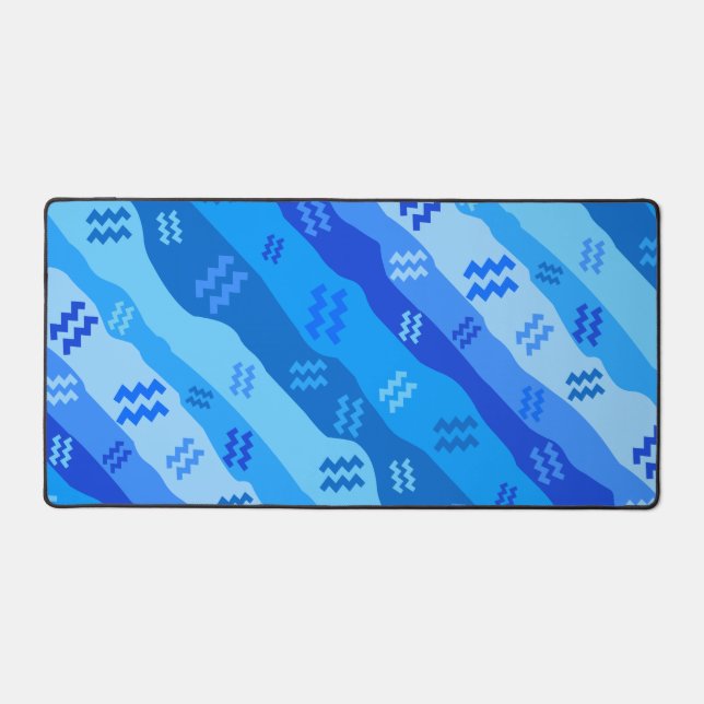 Aquarius Zodiac Stripes Desk Mat (Front)