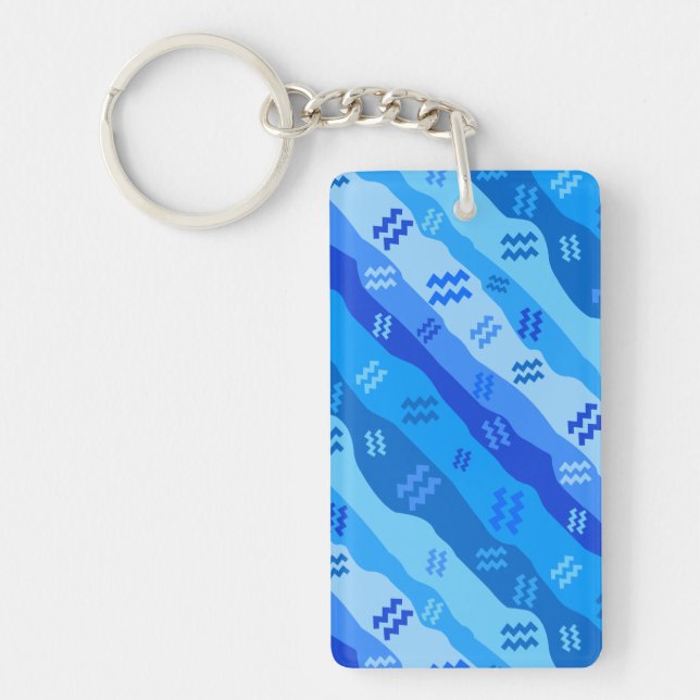 Aquarius Zodiac Stripes Key Ring (Front)