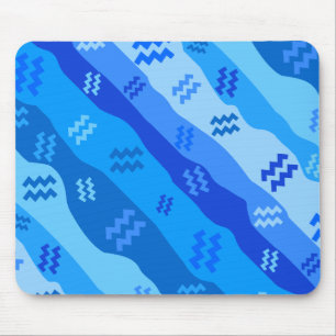 Aquarius Zodiac Stripes Mouse Mat