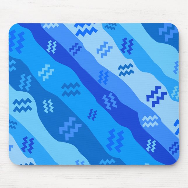Aquarius Zodiac Stripes Mouse Mat (Front)