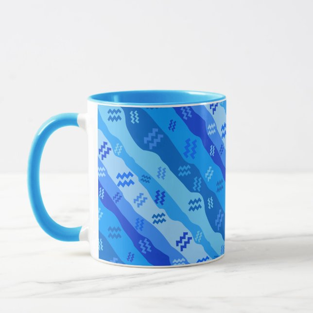 Aquarius Zodiac Stripes Mug (Left)