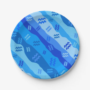 Aquarius Zodiac Stripes Paper Plate
