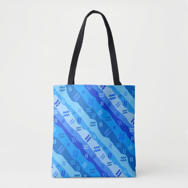 Aquarius Zodiac Stripes Tote Bag (Front)