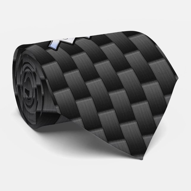Aquarius Zodiac Symbol Carbon Fiber Decor Tie (Rolled)
