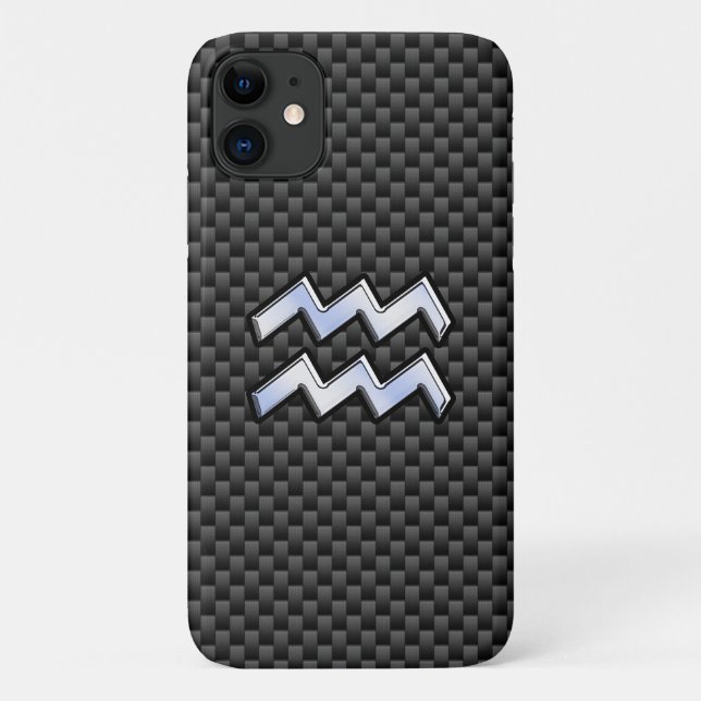 Aquarius Zodiac Symbol Carbon Fibre Decor Case-Mate iPhone Case (Back)