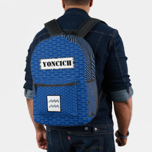 Aquarius Zodiac Symbol Element by Kenneth Yoncich Printed Backpack
