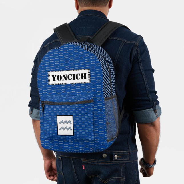 Aquarius Zodiac Symbol Element by Kenneth Yoncich Printed Backpack (Insitu (Model))