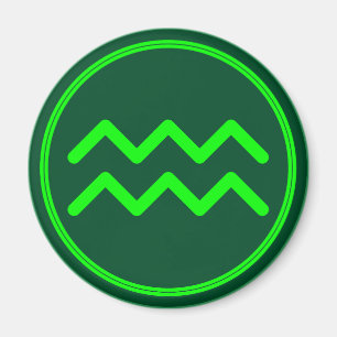 Aquarius Zodiac Symbol Green Mix Magnet