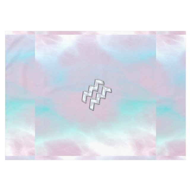 Aquarius Zodiac Symbol Mother of Pearl Nacre Style Tablecloth (Front (Horizontal))