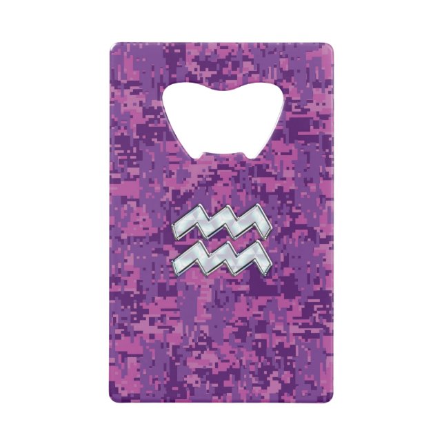 Aquarius Zodiac Symbol on fuchsia digital camo (Front)