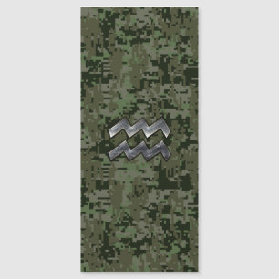 Aquarius Zodiac Symbol on Green Digital Camouflage