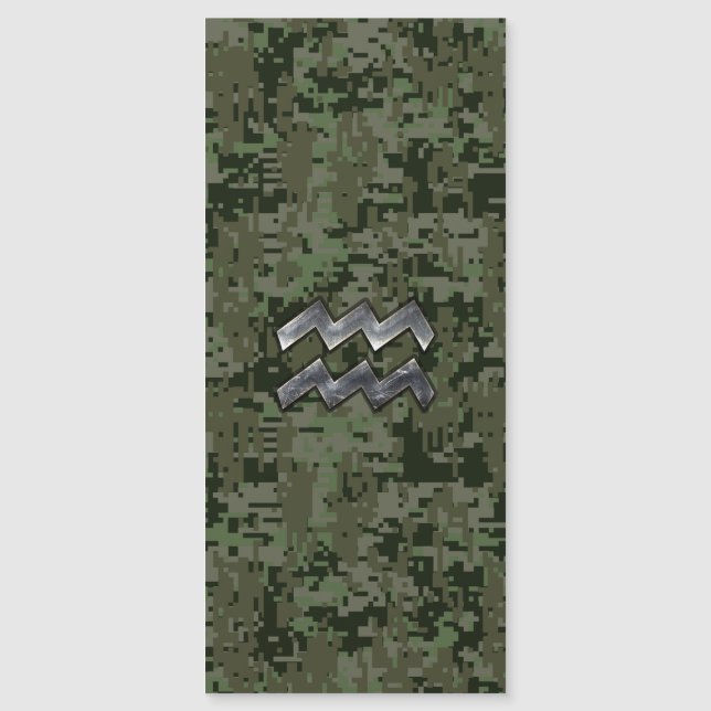 Aquarius Zodiac Symbol on Green Digital Camouflage (Front)