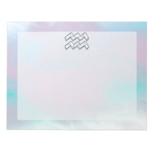 Aquarius Zodiac Symbol on Mother of Pearl Decor Notepad