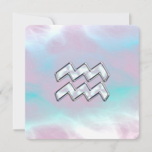 Aquarius Zodiac Symbol on Mother of Pearl Nacre