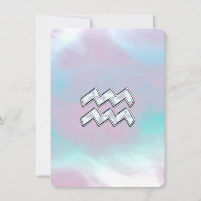 Aquarius Zodiac Symbol on Mother of Pearl Nacre (Front)