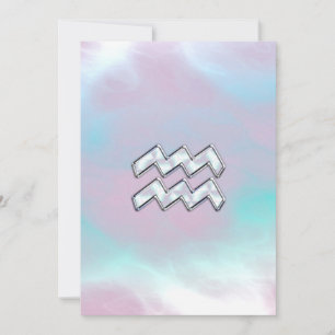 Aquarius Zodiac Symbol on Mother of Pearl Nacre