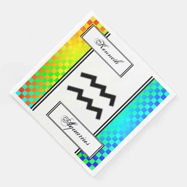 Aquarius Zodiac Symbol Standard by Kenneth Yoncich Napkin (Corner)